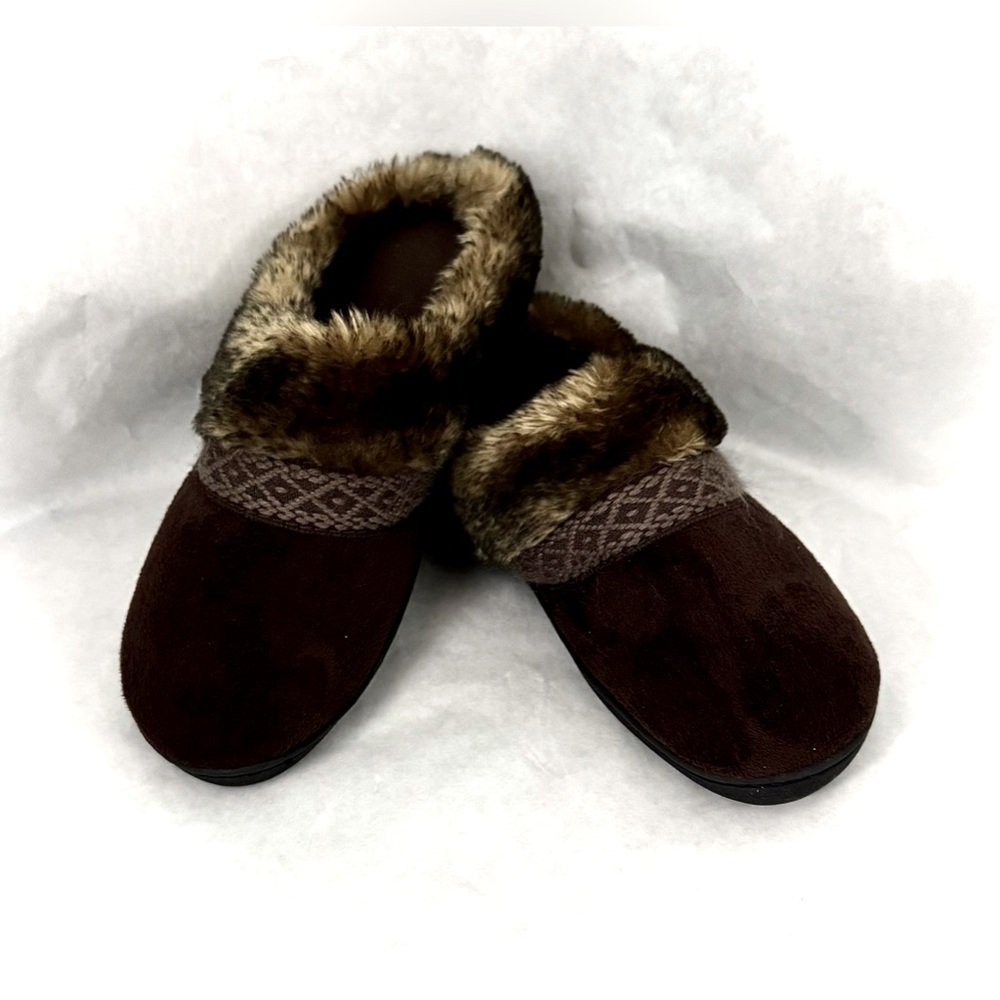 Brown Fur-Lined Women's Slippers